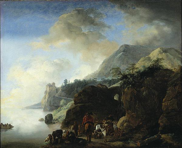 Philips Wouwerman Travelers Awaiting a Ferry oil painting image